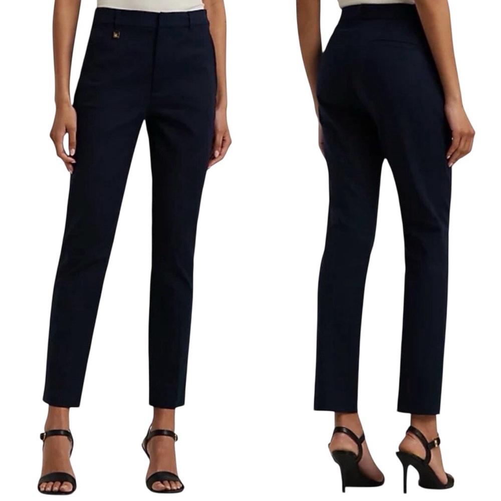 Women’s Ralph Lauren Navy Stretch Cotton Skinny Cropped Ankle Pant Size 14